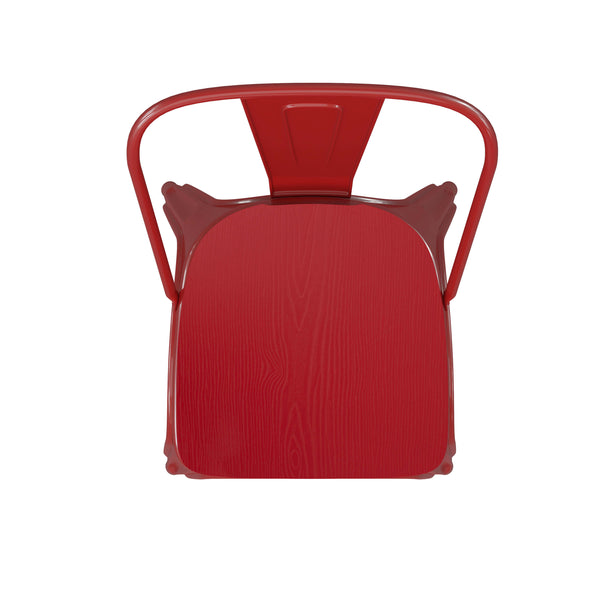 Red/Red |#| All-Weather Commercial Stack Chair & Poly Resin Seat - Red/Red