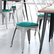 White/Mint Green |#| All-Weather Commercial Stack Chair & Poly Resin Seat - White/Mint
