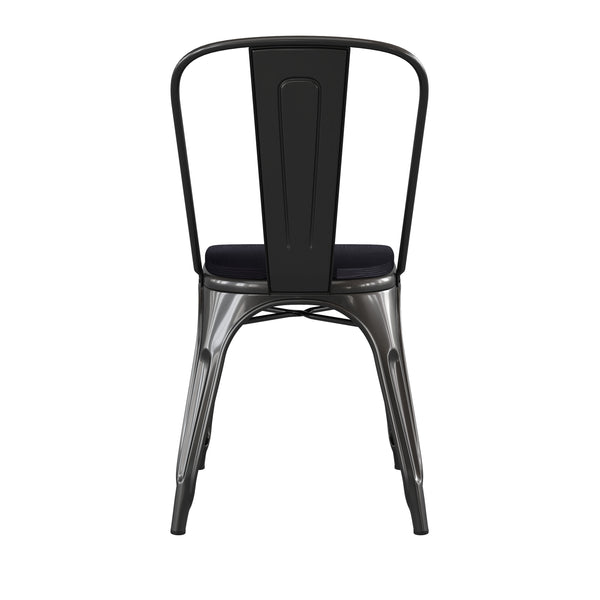 Black/Black |#| All-Weather Commercial Stack Chair & Poly Resin Seat - Black/Black