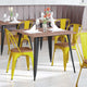 Yellow/Teak |#| All-Weather Commercial Stack Chair & Poly Resin Seat - Yellow/Teak
