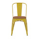 Yellow/Teak |#| All-Weather Commercial Stack Chair & Poly Resin Seat - Yellow/Teak