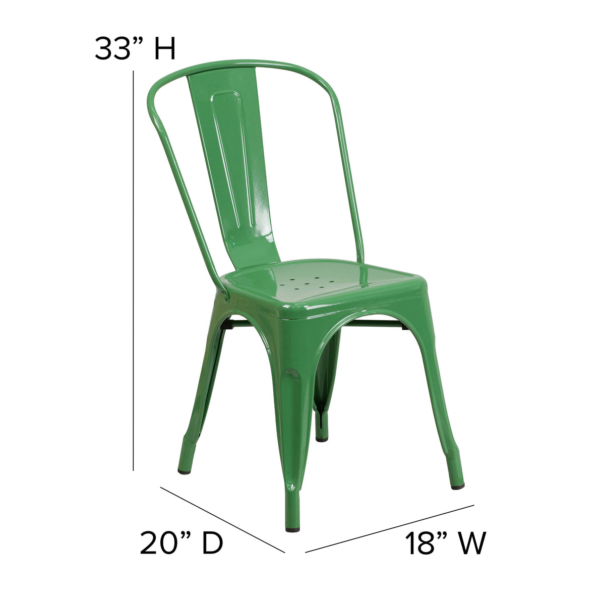 Green/Teak |#| All-Weather Commercial Stack Chair & Poly Resin Seat - Green/Teak