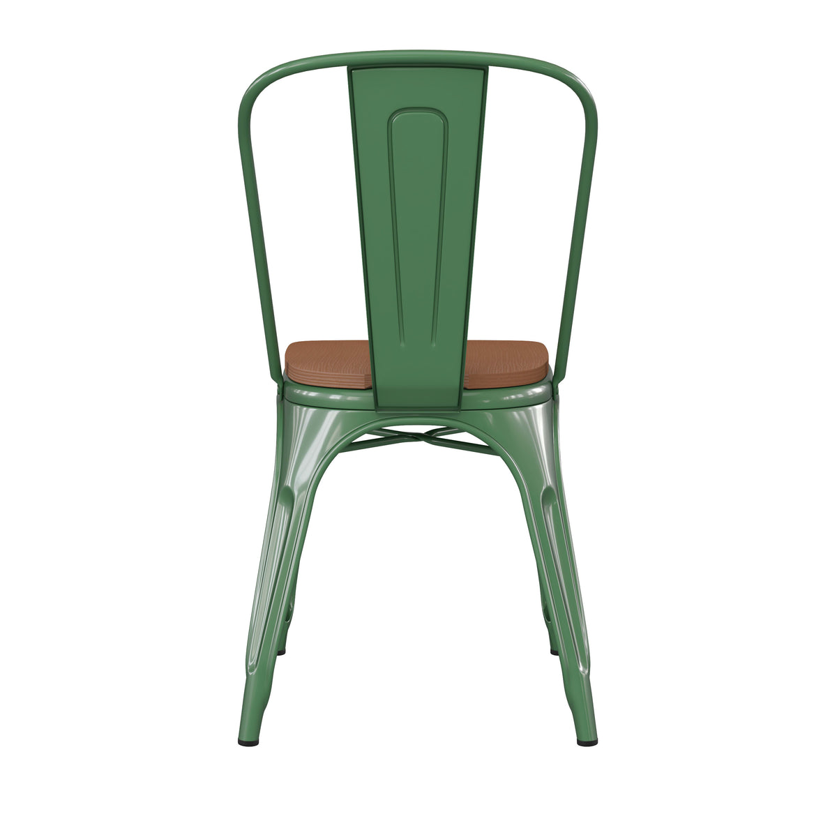 Green/Teak |#| All-Weather Commercial Stack Chair & Poly Resin Seat - Green/Teak