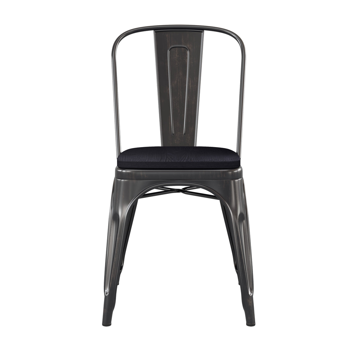 Black-Antique Gold/Black |#| All-Weather Commercial Stack Chair & Poly Resin Seat - Black-Antique Gold/Black