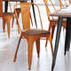 Orange/Teak |#| All-Weather Commercial Stack Chair & Poly Resin Seat - Orange/Teak