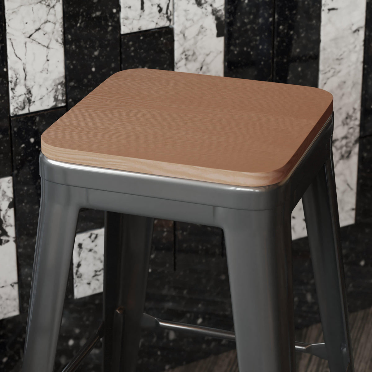 Teak |#| All-Weather Polystyrene Seat for Colorful Metal Stools and Chairs - Teak