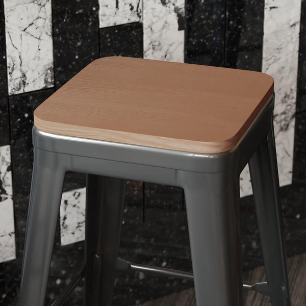 Teak |#| All-Weather Polystyrene Seat for Colorful Metal Stools and Chairs - Teak