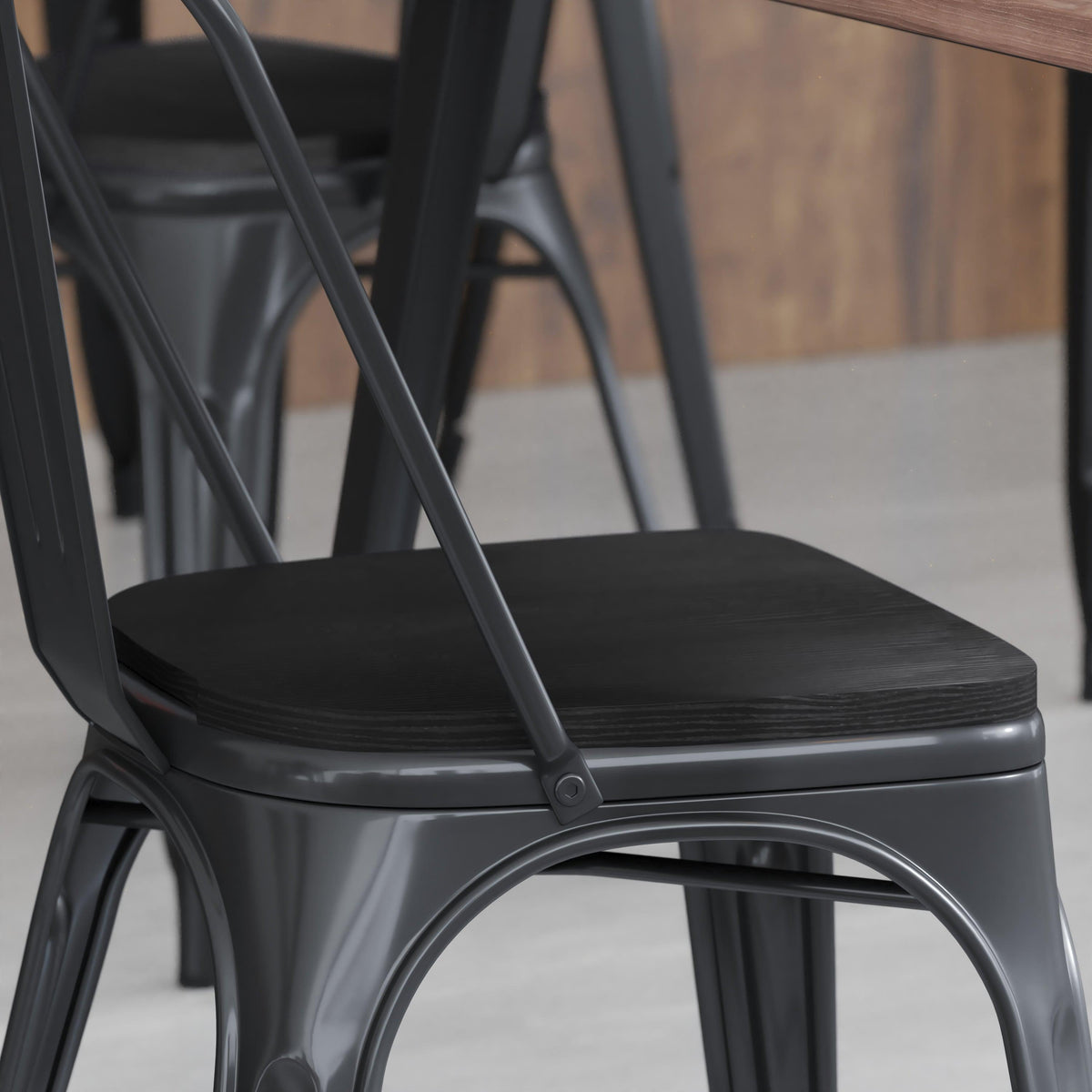 Black |#| All-Weather Polystyrene Seat for Colorful Metal Stools and Chairs - Black