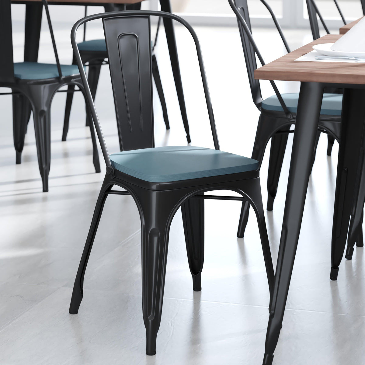 Teal-Blue |#| All-Weather Polystyrene Seat for Colorful Metal Stools and Chairs - Teal-Blue