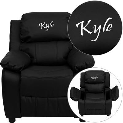 Personalized Deluxe Padded Kids Recliner with Storage Arms - View 1