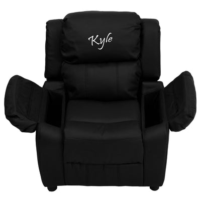 Personalized Deluxe Padded Kids Recliner with Storage Arms - View 2