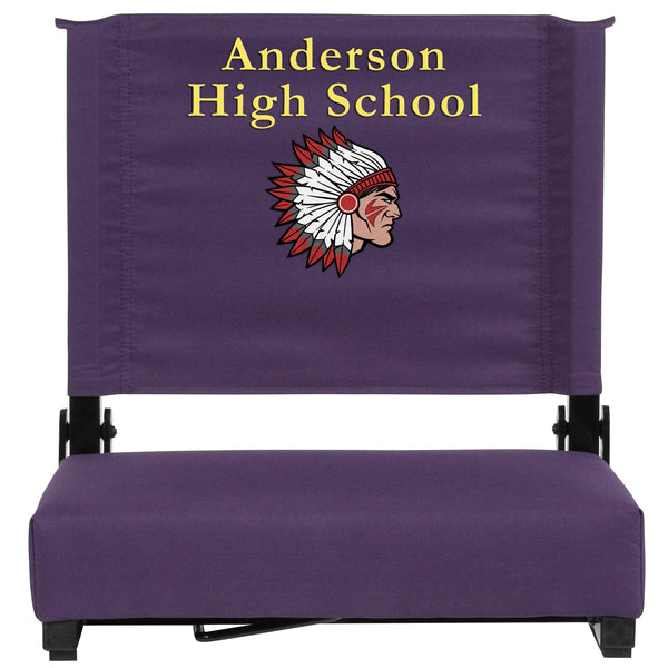 Dark Purple |#| Personalized 500 lb. Rated Stadium Chair-Handle-Padded Seat, Dark Purple