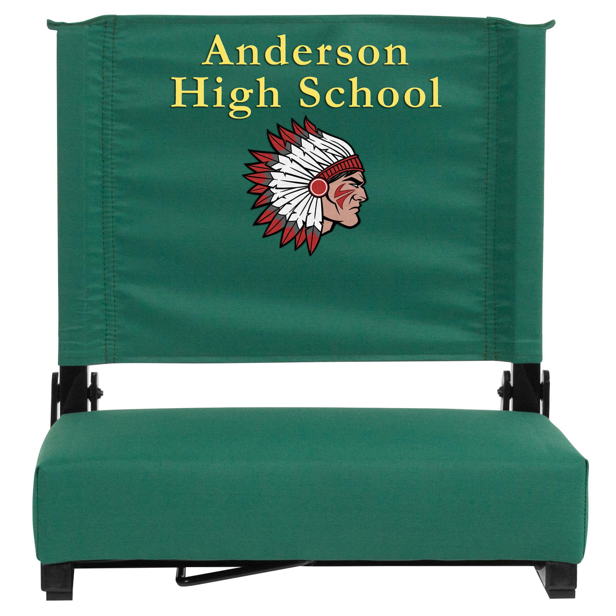 Hunter Green |#| Personalized 500 lb. Rated Stadium Chair-Handle-Padded Seat, Hunter Green