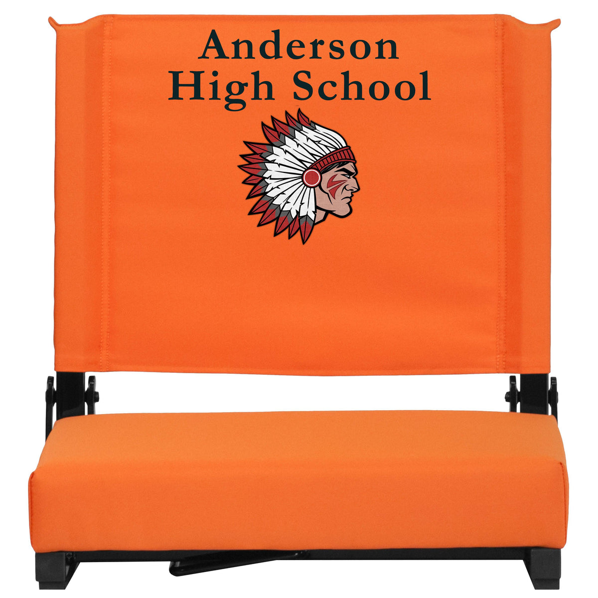 Orange |#| Personalized 500 lb. Rated Stadium Chair-Handle-Padded Seat, Orange