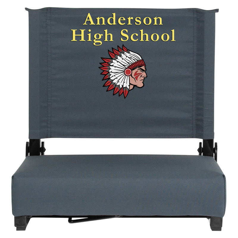 Dark Blue |#| Personalized 500 lb. Rated Stadium Chair-Handle-Padded Seat, Dark Blue