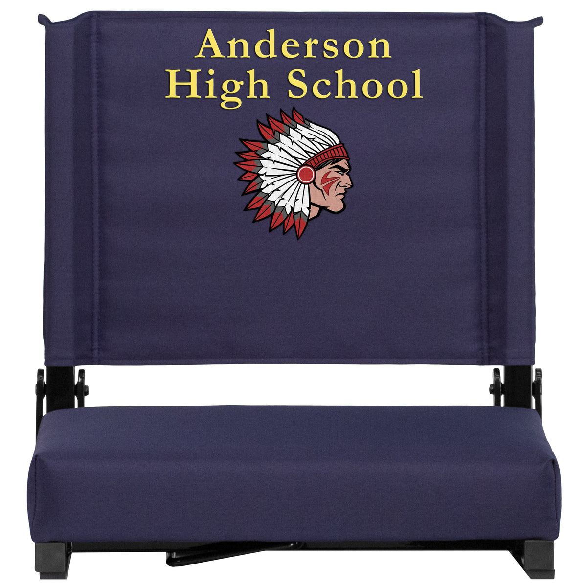 Navy |#| Personalized 500 lb. Rated Stadium Chair-Handle-Padded Seat, Navy