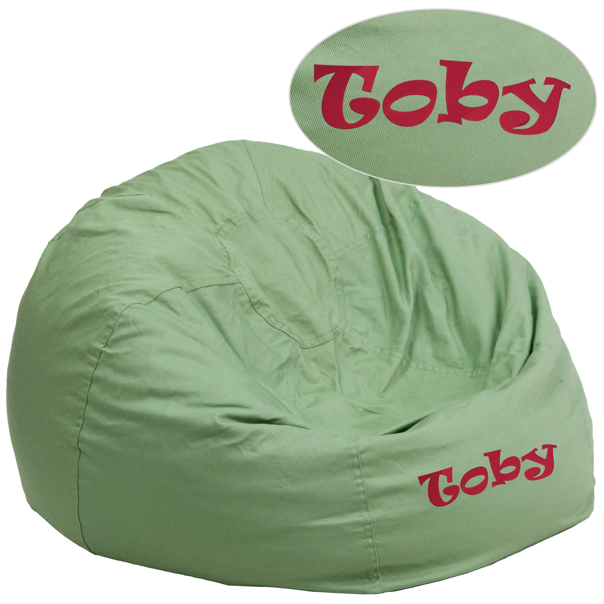 Green |#| Personalized Oversized Solid Green Refillable Bean Bag Chair for Kids and Adults
