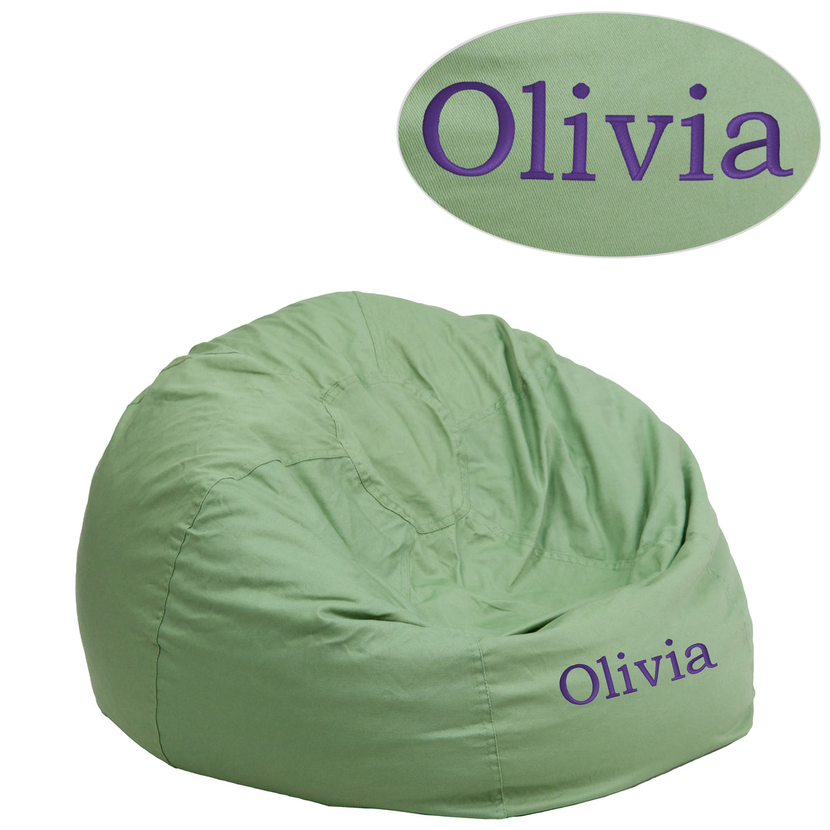 Green |#| Personalized Small Solid Green Refillable Bean Bag Chair for Kids and Teens