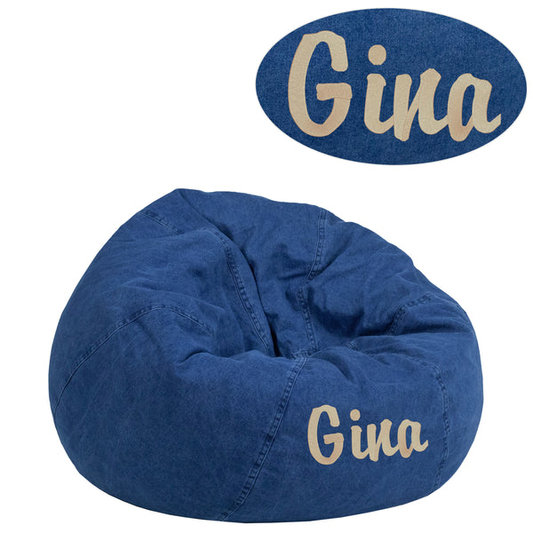Denim |#| Personalized Small Denim Refillable Bean Bag Chair for Kids and Teens