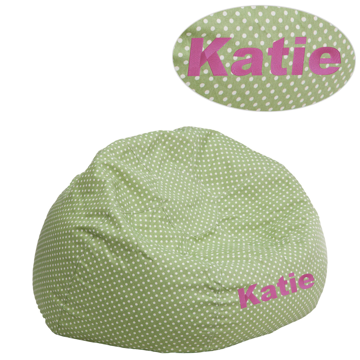 Green Dot |#| Personalized Small Green Dot Refillable Bean Bag Chair for Kids and Teens