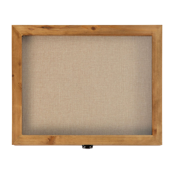 Weathered Brown,11.5"W x 2"D x 14"H |#| Solid Pine Weathered Brown Shadow Display Case with Linen Liner - 11 x 14