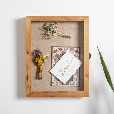 Peyton Shadow Box Display Case with Linen Liner, Push Pins and Solid Pine Wood Frame