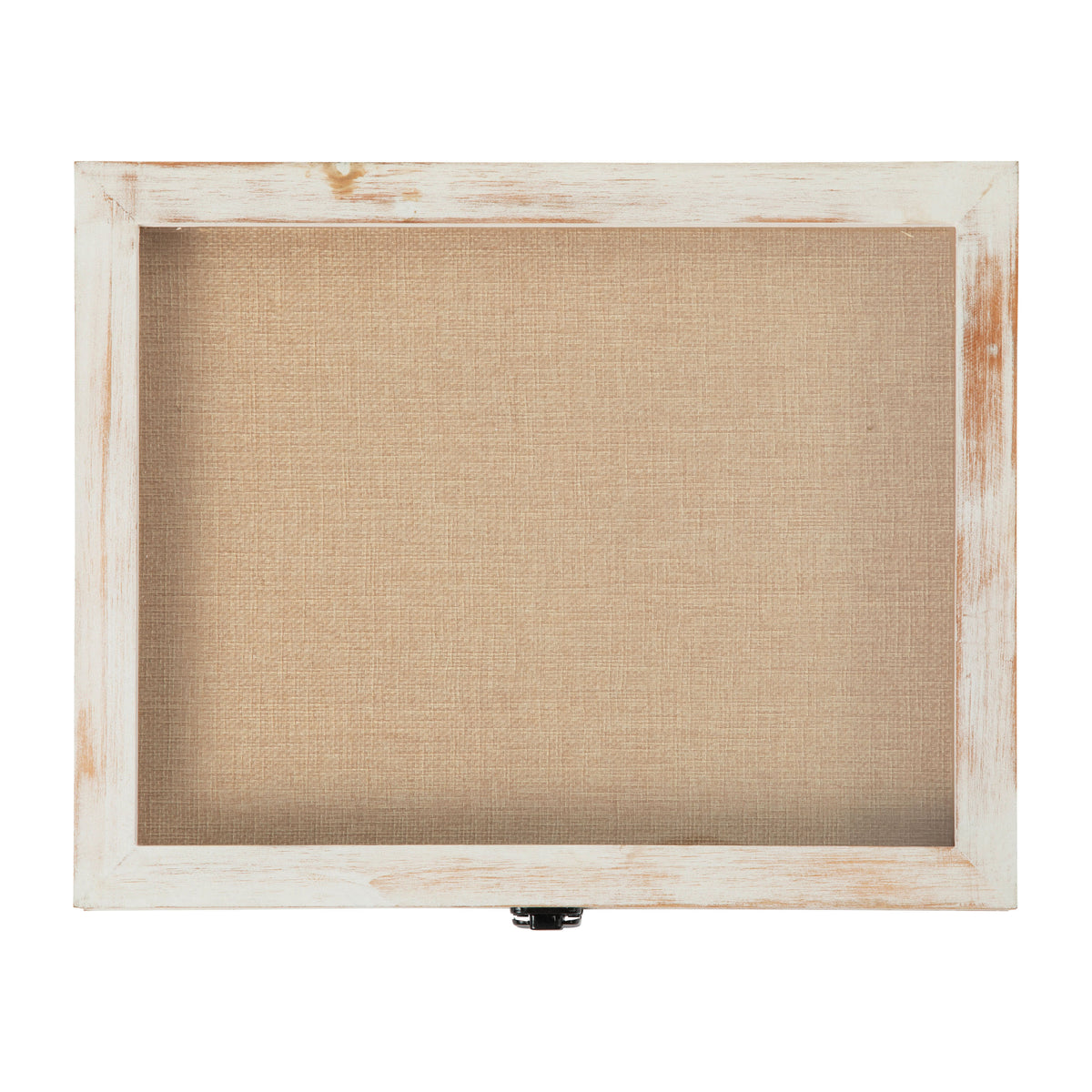 White Wash,11.5"W x 2"D x 14"H |#| Solid Pine Whitewash Shadow Display Case with Linen Liner - 11 x 14