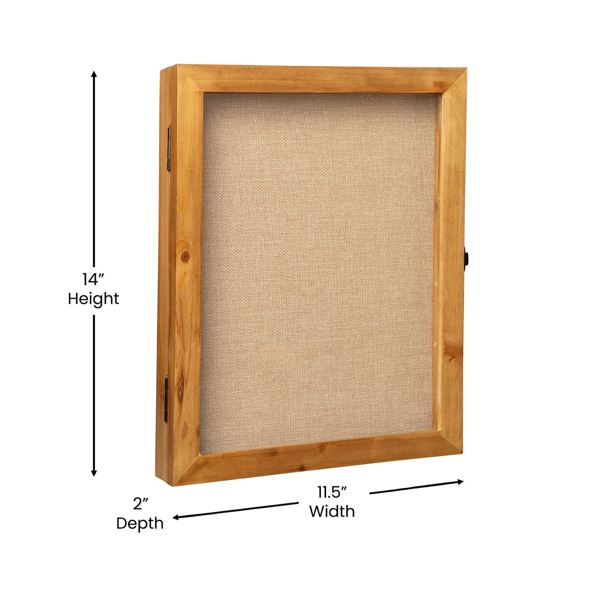 Weathered Brown,11.5"W x 2"D x 14"H |#| Solid Pine Weathered Brown Shadow Display Case with Linen Liner - 11 x 14