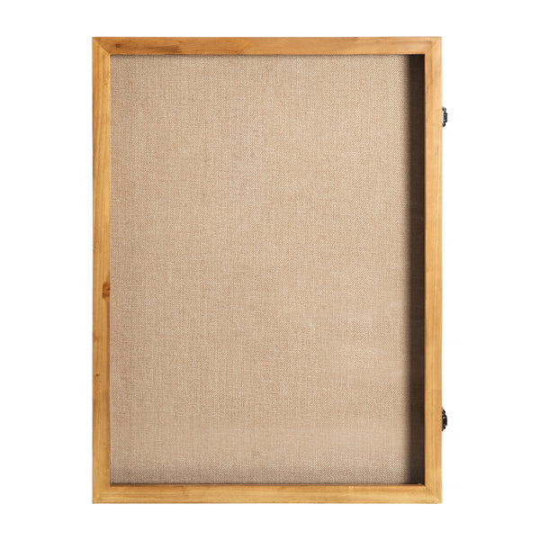 Weathered Brown,18.5"W x 2"D x 23.5"H |#| Solid Pine Weathered Brown Shadow Display Case with Linen Liner - 18 x 24