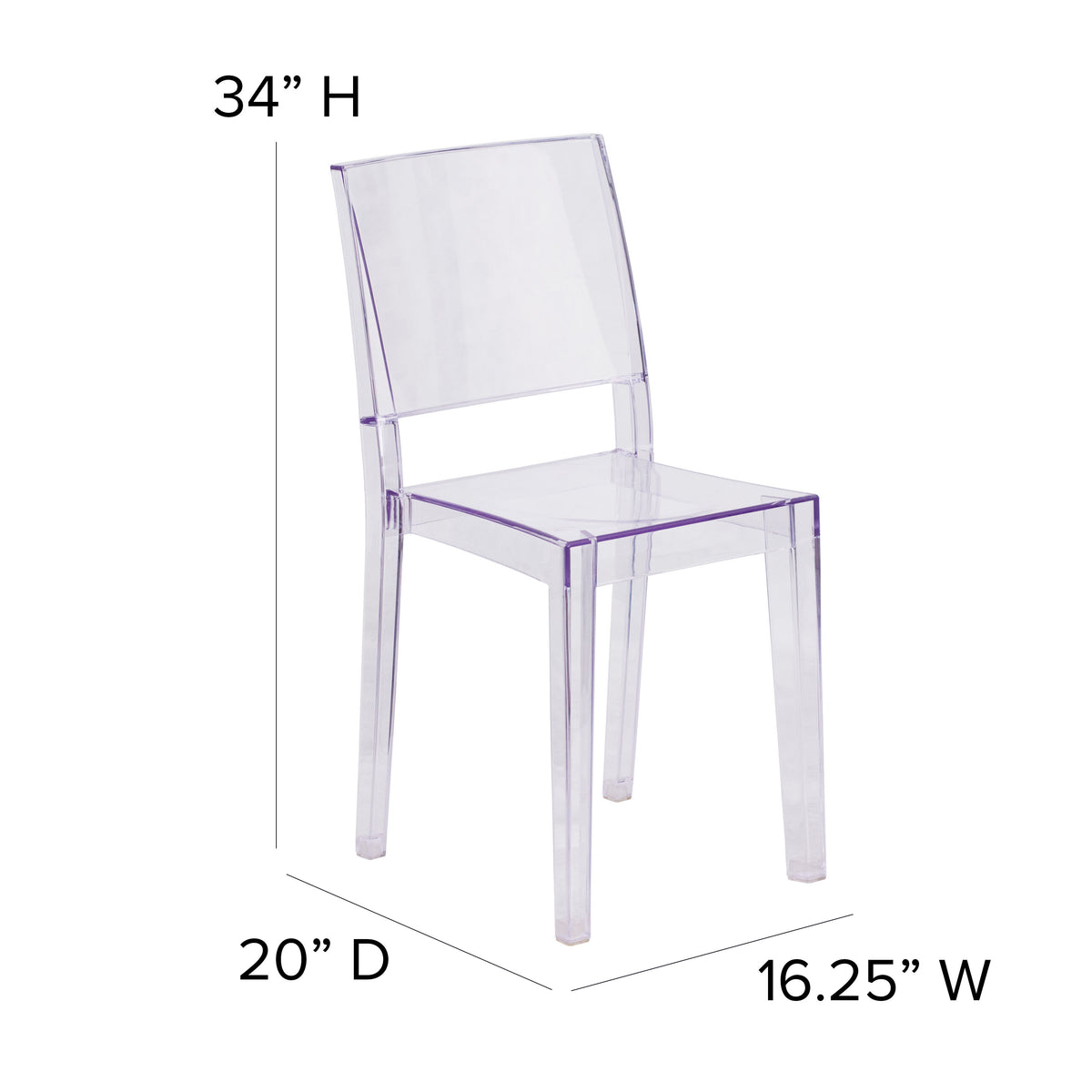 Transparent Stacking Side Chair - Armless Side Chair - Resin Stack Chair