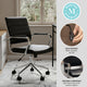 Black Faux Leather/Polished Nickel |#| Ribbed Faux Leather Swivel Home Office Chair with Armrests-Black/Polished Nickel