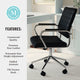 Black Faux Leather/Polished Nickel |#| Ribbed Faux Leather Swivel Home Office Chair with Armrests-Black/Polished Nickel