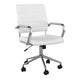 White Faux Leather/Polished Nickel |#| Ribbed Faux Leather Swivel Home Office Chair with Armrests-White/Polished Nickel