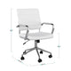 White Faux Leather/Polished Nickel |#| Ribbed Faux Leather Swivel Home Office Chair with Armrests-White/Polished Nickel