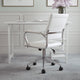 White Faux Leather/Polished Nickel |#| Ribbed Faux Leather Swivel Home Office Chair with Armrests-White/Polished Nickel