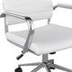 White Faux Leather/Polished Nickel |#| Ribbed Faux Leather Swivel Home Office Chair with Armrests-White/Polished Nickel