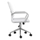 White Faux Leather/Polished Nickel |#| Ribbed Faux Leather Swivel Home Office Chair with Armrests-White/Polished Nickel