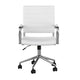 White Faux Leather/Polished Nickel |#| Ribbed Faux Leather Swivel Home Office Chair with Armrests-White/Polished Nickel