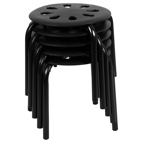 Black |#| Plastic Nesting Stack Stools - Classroom/Home, 11.5inchHeight, Black (5 Pack)