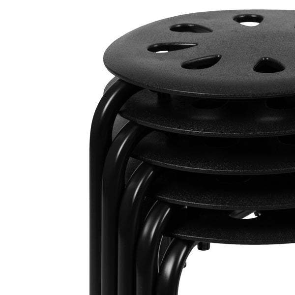 Black |#| Plastic Nesting Stack Stools - School/Office/Home, 17.5inchHeight, Black (5 Pack)