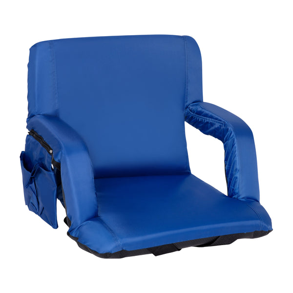 Blue |#| Backpack Reclining Padded Stadium Chairs with Armrests & Storge Pockets in Blue