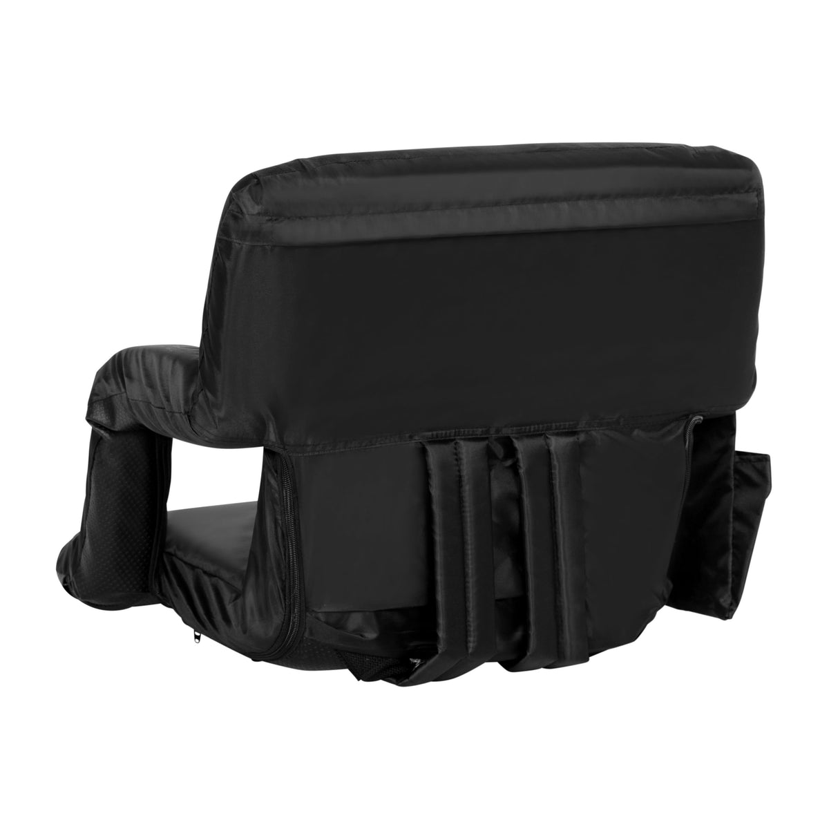 Black |#| Backpack Reclining Padded Stadium Chairs with Armrests & Storge Pockets in Black