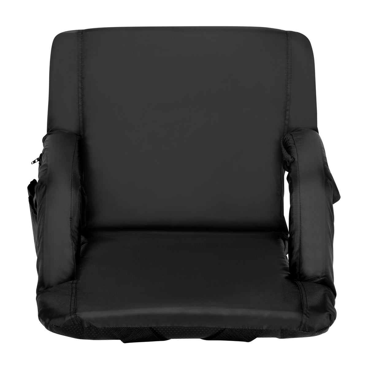 Black |#| Backpack Reclining Padded Stadium Chairs with Armrests & Storge Pockets in Black