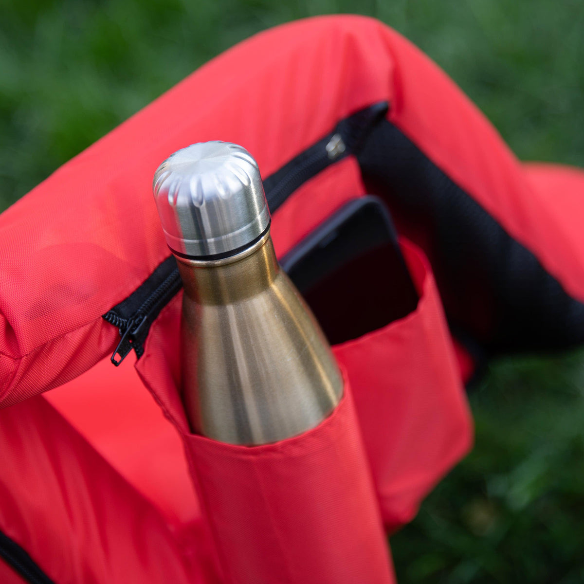 Red |#| Backpack Reclining Padded Stadium Chairs with Armrests & Storge Pockets in Red