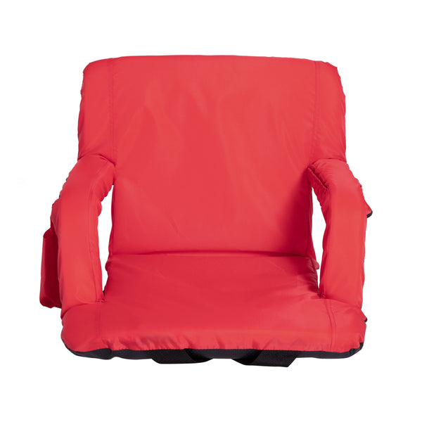 Red |#| Backpack Reclining Padded Stadium Chairs with Armrests & Storge Pockets in Red