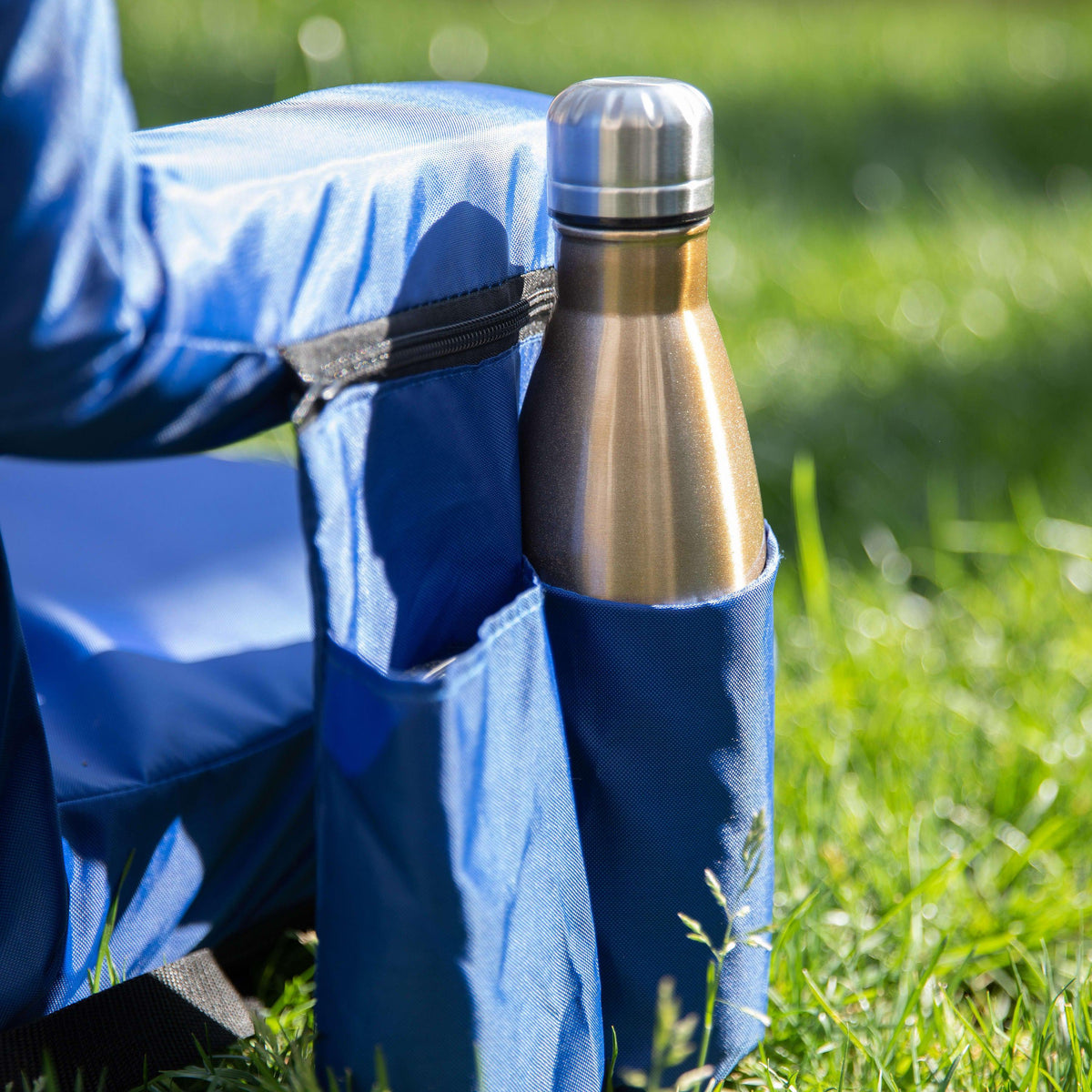 Blue |#| Backpack Reclining Padded Stadium Chairs with Armrests & Storge Pockets in Blue