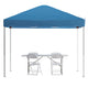 Blue |#| 10' x 10' Blue Pop Up Canopy, Folding Table and 4 White Folding Chairs Bundle