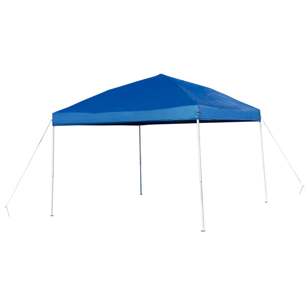 Blue |#| 10' x 10' Blue Pop Up Canopy, Folding Table and 4 White Folding Chairs Bundle