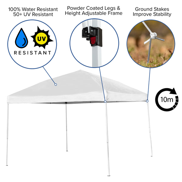 White |#| 10' x 10' White Pop Up Canopy, Folding Table and 4 White Folding Chairs Bundle