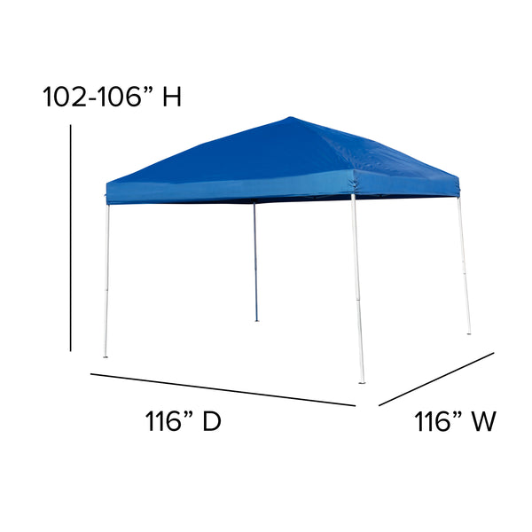 Blue |#| 10' x 10' Blue Pop Up Canopy, Folding Table and 4 White Folding Chairs Bundle